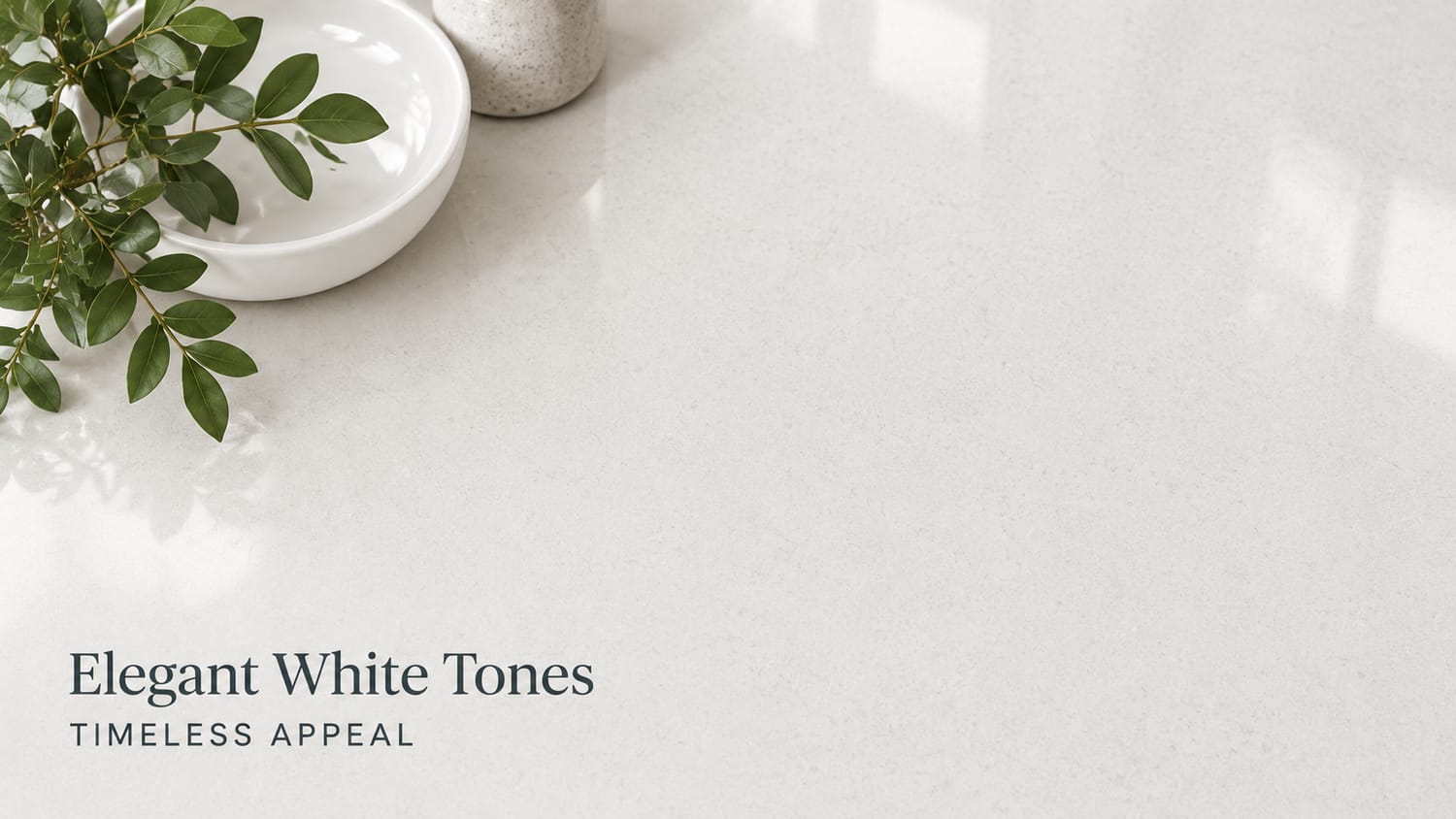 Polished white quartz countertop surface with elegant white tones